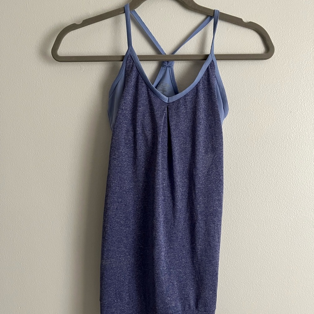 Blue Strappy Athletic Tank Top w/ Built In Bra